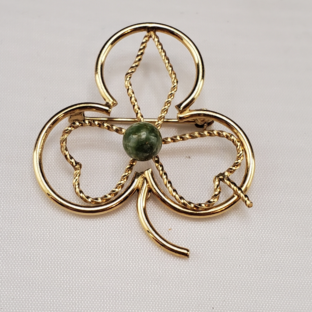14k Gf Wells Clover Poker Brooch